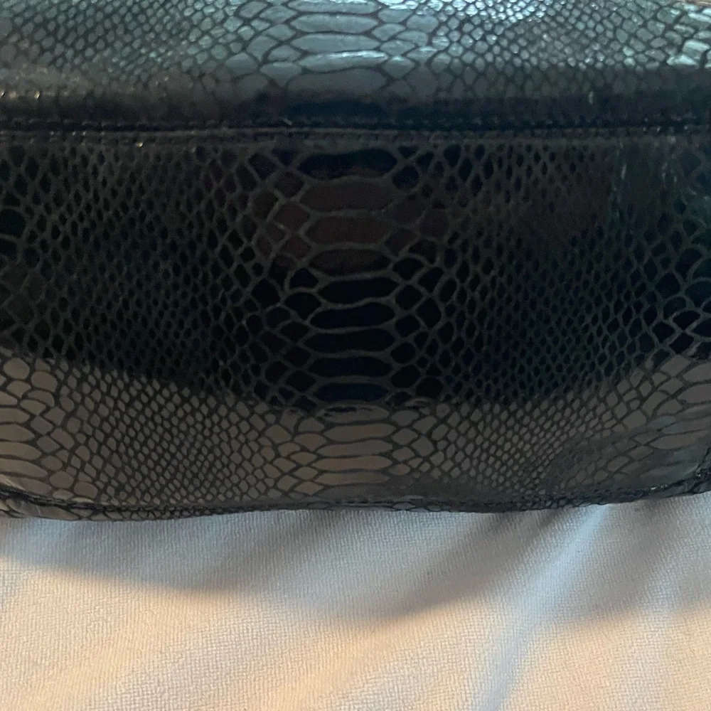 MICHAEL Michael Kors Black Snake-Embossed Leather Hobo with Gold Hardware